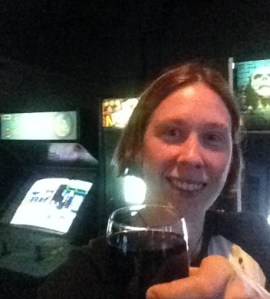 Nothing like a glass of wine and some arcade games.